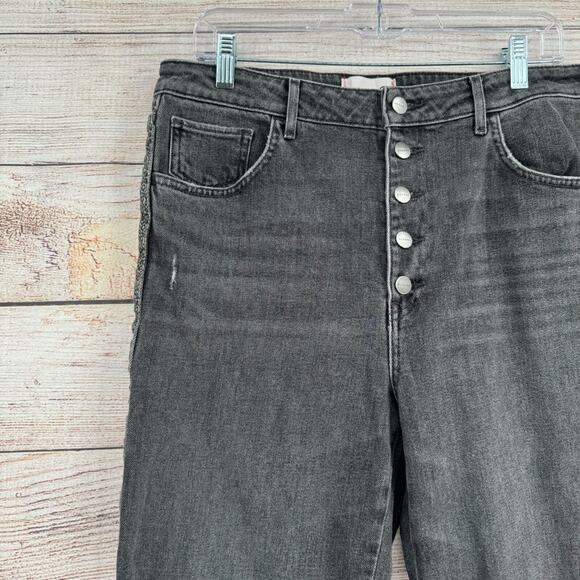 Sundry Straight Leg Animal Print Stripe Jeans Women's 31 Gray Button Fly - Picture 3 of 13